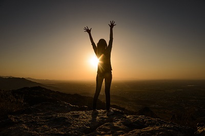 Silhouette of a student on South Mountain in Phoenix, Arizona