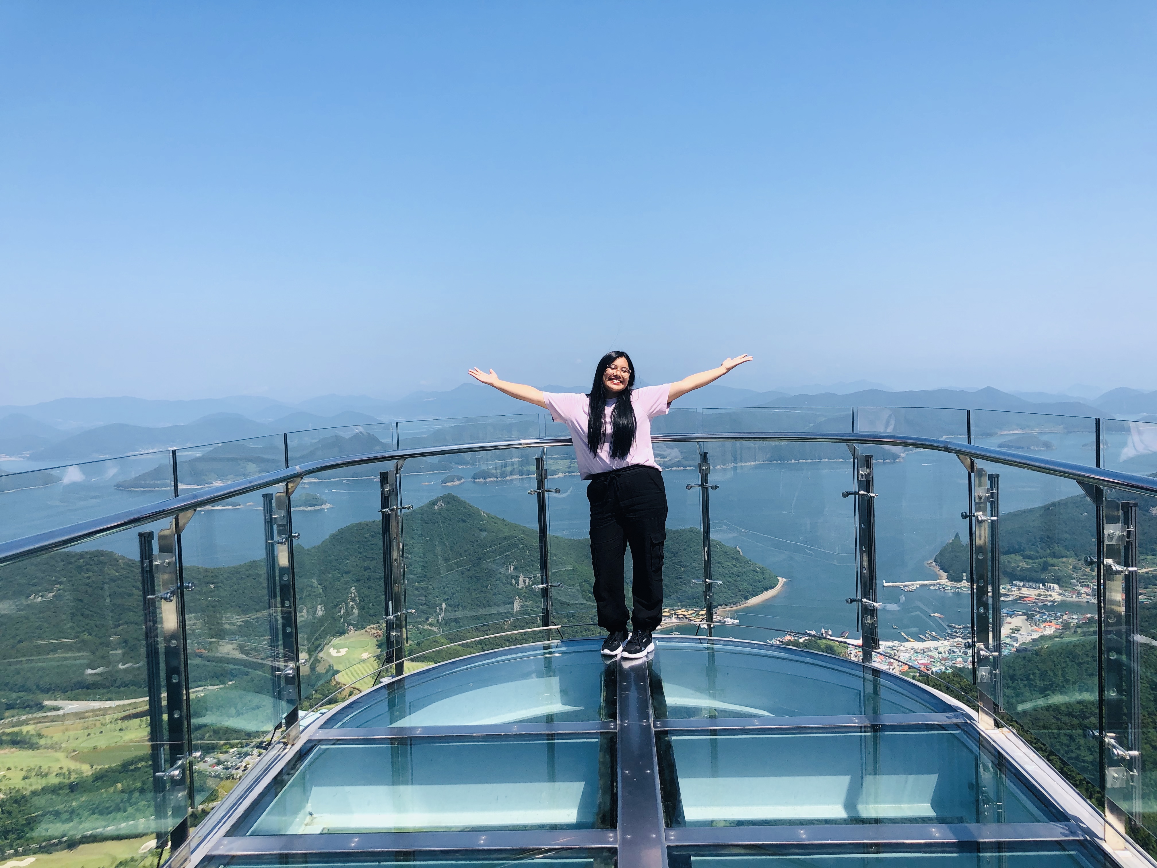 Amber Cabrera studying abroad at a viewing spot in South Korea