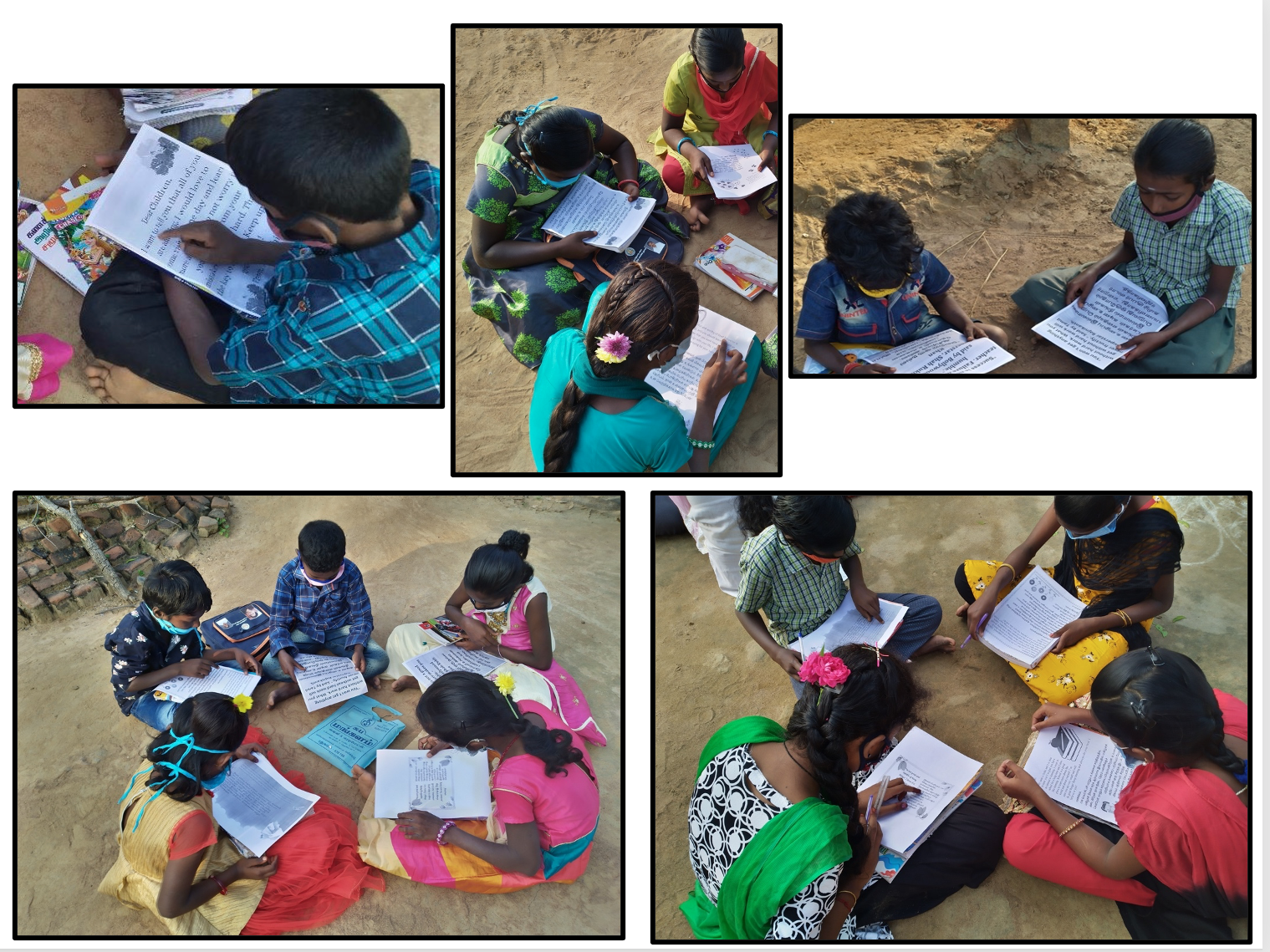 Collage image of children in India working with Global Pearls