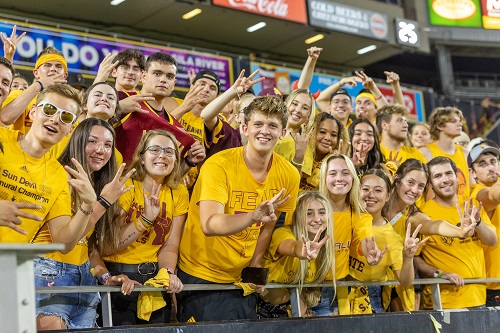 Inferno student section crowd at a 2021 football game