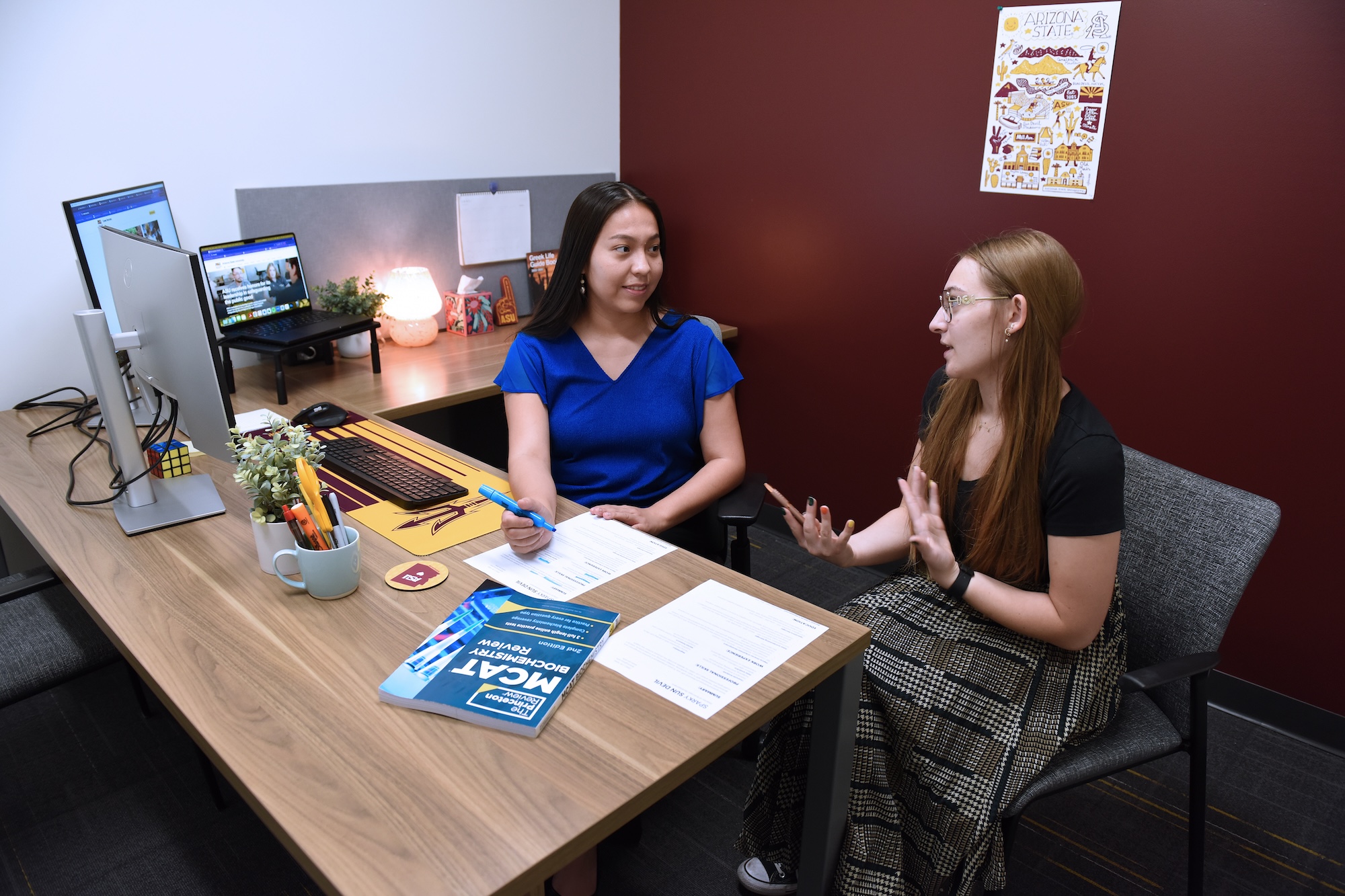 Two People in a Meeting at Career Services Office