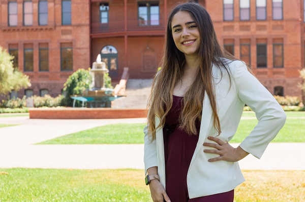 ASU Tempe student government 2020-21 president Jacqueline Palmer in front of Old Main