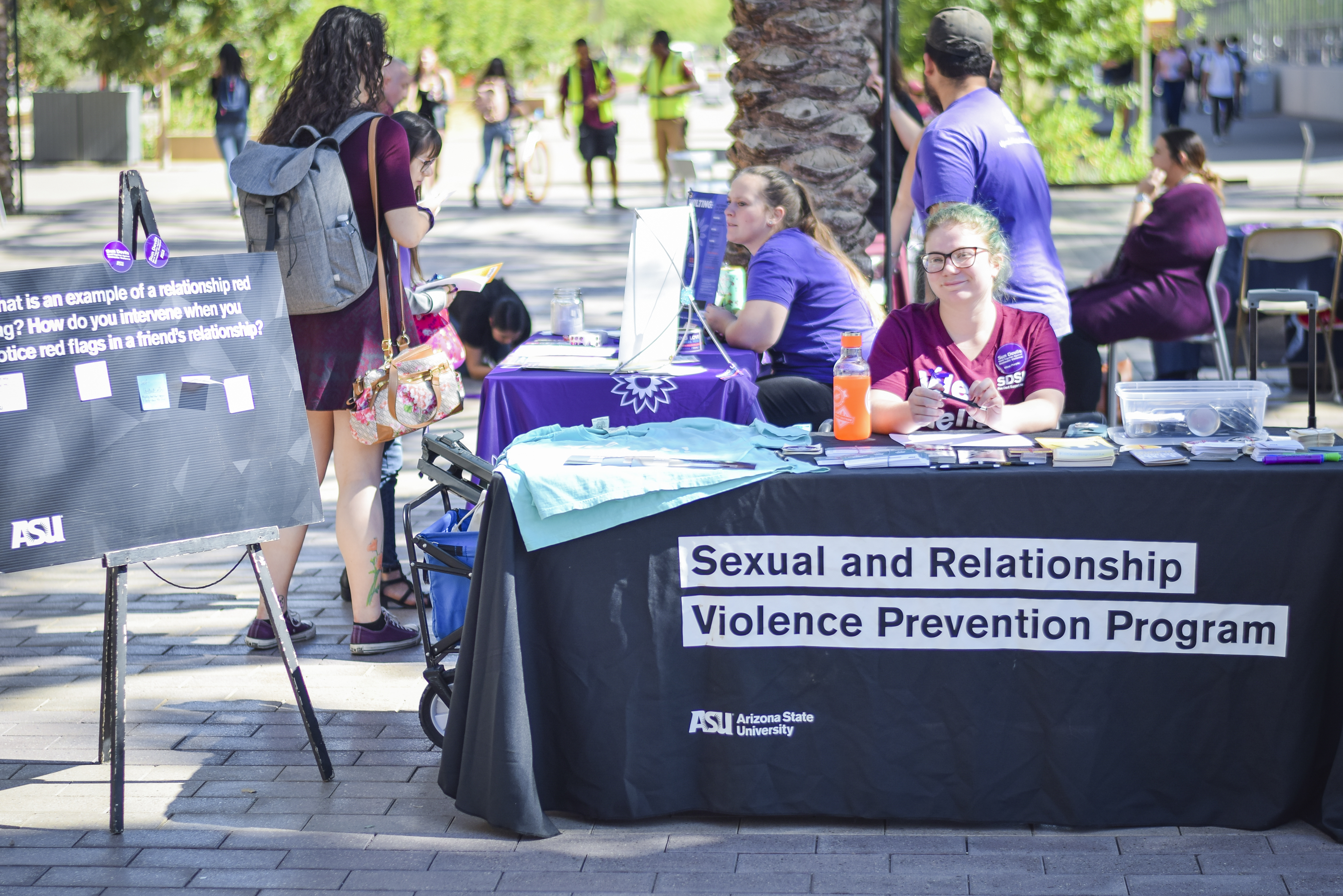 Sexual and Relationship Violence Prevention Program sits at their tabling event. 
